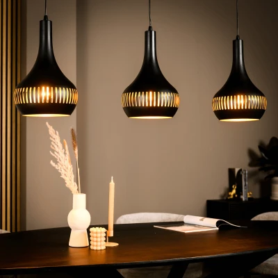 Afbeelding van Janelle hanglamp 3L 125 cm kegel zwart