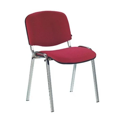 Afbeelding van Vergaderstoel of conferentiestoel basic chroom frame zonder armleuningen Bordeaux stof