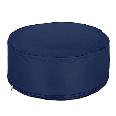 Afbeelding van Relaxdays opblaasbare poef tuinpoef ronde outdoor tuin of camping blauw