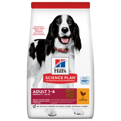 Afbeelding van 2x14kg Adult 1 6 Medium met Kip Hill&#039;s Science Plan Hondenvoer