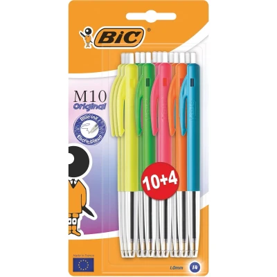 Afbeelding van Bic Balpen M10 Original Ultracolours, Blister Van 10 + 4 Gratis
