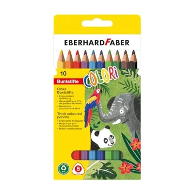 Afbeelding van Kleurpotlood Eberhard Faber Jumbo 10 stuks driekantig in kartonnen etui EF 511409