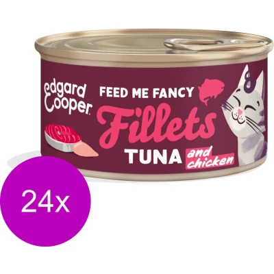 Afbeelding van 24x Edgard &amp; Cooper Kattenvoer Fillets Tonijn Kip 70 gr