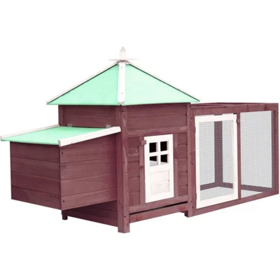 Afbeelding van Kippenhok Met Nestkast 190X72X102 Massief Vurenhout Rood Mokka