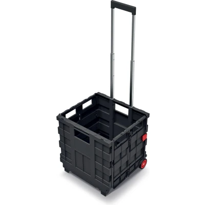 Afbeelding van Keden Boodschappen trolley met opvouwbare krat zwart kunststof 25 Liter 40 x 37 96 cm op wielen