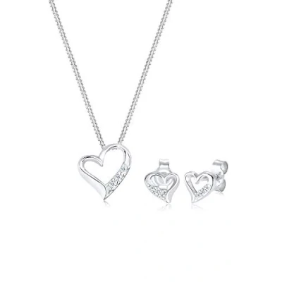 Afbeelding van Elli PREMIUM Dames Sieraden Set oorsteker hanger met diamant (0.075 ct.) in 925 sterling zilver