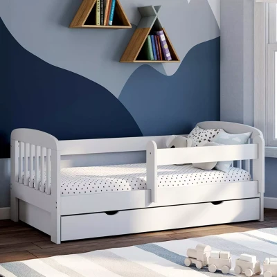 Afbeelding van Lit enfant 80 x 160 cm LILIA 1 tiroir de rangement avec sommier et barrières
