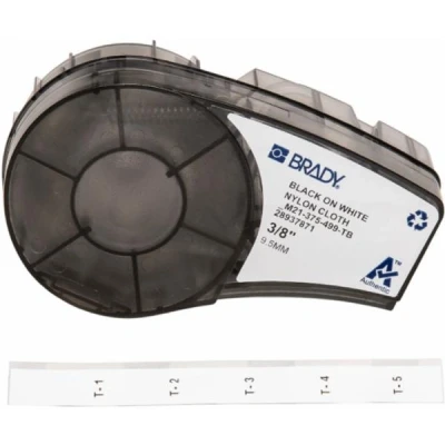 Afbeelding van Brady M21 375 499 tape vinyl zwart op wit 9,53 mm x 4,88 m (compatible)