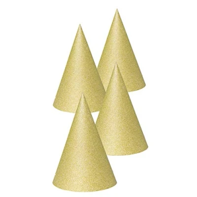 Afbeelding van Folat Feesthoedjes Glitter 16 X 22 Cm Karton Goud 4 Stuks