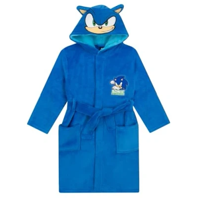 Afbeelding van Sonic The Hedgehog fleece badjas van met 3D oren voor kinderen en jongens, Blauw