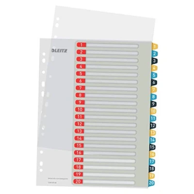 Afbeelding van Leitz Cosy tabbladen, ft A4, 11 gaatsperforatie, PP, geassorteerde kleuren, set 1 20 tabbladen