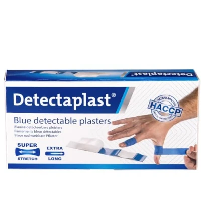 Image de pansement bleu detectable Detectaplast Elastic, pansements flexibles, safety first cuisine et alimentaire, 180 x 20 mm, 50 pièces (emballés individuellement)