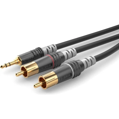 Afbeelding van Sommer Cable HBA 3SC2 0600 Jackplug / Cinch Audio Aansluitkabel [2x stekker 1x male 3,5 mm] 6.00 m Zwart
