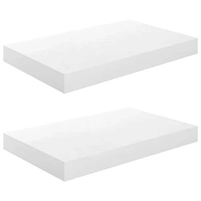 Afbeelding van vidaXL Zwevend wandrek van MDF, 40 x 23 3,8 cm, wit, glanzend, 2 stuks