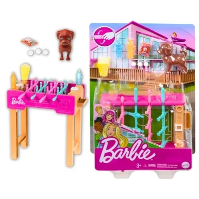 Afbeelding van Barbie Mini Playset Voetbaltafel Met Hondje