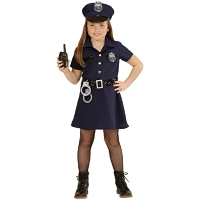 Afbeelding van Widmann Kinderkostuum, politieagent, jurk, riem, hoed, handboeien, walkietalkie, carnaval, themafeest