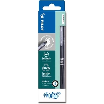 Afbeelding van Pilot FriXion Ball Plus roller, medium, zwart, etui van 4 stuks