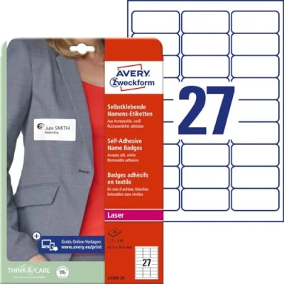 Afbeelding van Avery Zelfklevende Badge Ft 63,5 X 29,6 Mm, Doos Van 540 Stuks, Wit