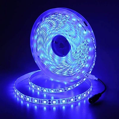Afbeelding van JOYLIT Led lichtstrip, 12 V, 5 m, waterdicht, blauw, 460 465 nm, 300 leds, SMD 5050, flexibel, op maat te snijden, plakband voor boot, kast, kantoor (zonder voeding)