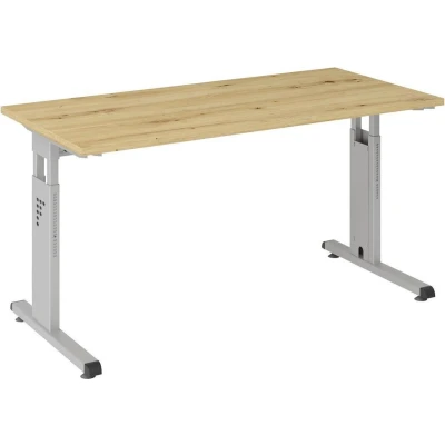 Afbeelding van MEGA 614 S Bureau Tafelhoogte I In hoogte verstelbaar 140 x 67 Essen Eik/Zilver