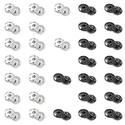 Afbeelding van 32 Sets Naai on Snap Knopen Metalen Fasteners Zwart Zilver Press Studs, Druk Studs Snaps Bevestigingsmiddelen voor Kleding Portemonnee Handtas Craft DIY benodigdheden (7mm)