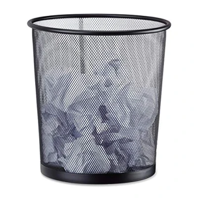 Afbeelding van Relaxdays prullenbak metaal gaas afvalemmer prullenmand 26 cm Ø 27,5 hoog zwart