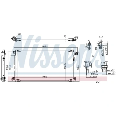 Afbeelding van NISSENS 941190 Condensor Airco Met droger Aluminium 718 R 134a