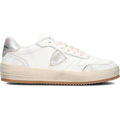 Afbeelding van Philippe Model NICE IN CRACKLÉ Sneakers laag, Dames, Maat: 41, Bianco Leer