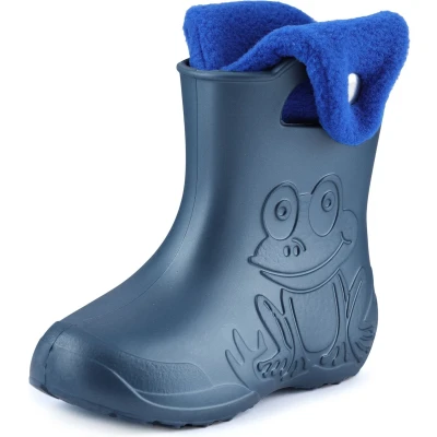 Afbeelding van Ladeheid LA CA FrogButton Kinder Regenlaarzen Rubber met Binnenschoen EVA Wasbare Metallic Blauw/Navy Blauw 2 34/35