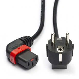Afbeelding van ACT AK5263 230V Stroomkabel CEE7/7 (Haaks)/C13 (Haaks Rechts) Lockable Zwart 3 meter
