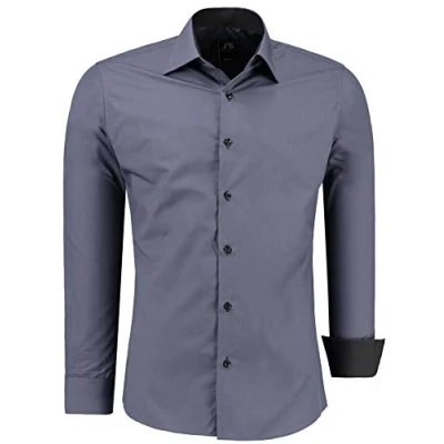 Afbeelding van J&#039;S FASHION Herenhemd slim fit lange mouwen gemakkelijk te strijken Europese maten: S tot 6XL., Antraciet