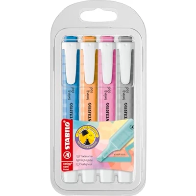 Afbeelding van Markeerstift STABILO Swing cool 275/4 pastel assorti etui à 4 stuks