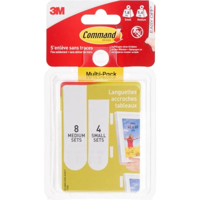 Afbeelding van 3M Command beeldmontage strips S en M, voordeelverpakking Wit Inhoud: 12 paar