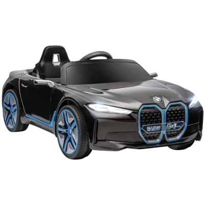 Afbeelding van HOMCOM Elektrische auto voor kinderen, licentie, BMW I4, auto, met accu, 12 V, elektrisch voertuig, 3 5 km/u, afstandsbediening, MP3, muziekweergave, lichten en veiligheidsgordel, zwart