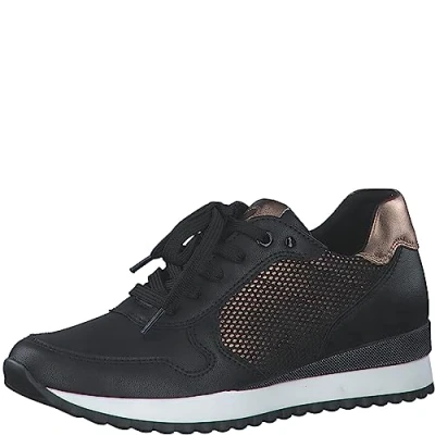 Afbeelding van Marco Tozzi Sneakers laag, Dames, Maat: 38, Black/copper Imitatieleer/ textiel