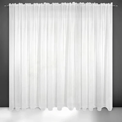 Afbeelding van Eurofirany Lucy Voile Transparant gordijn met verrijkte riem 1 stuk, slaapkamer, woonkamer, keuken, polyester, wit, 300 x cm