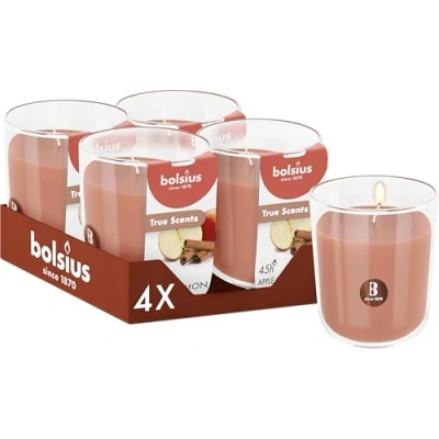 Afbeelding van 4 stuks Bolsius geurglas appel kaneel apple cinnamon geurkaarsen 97/85 (45 uur) True Scents