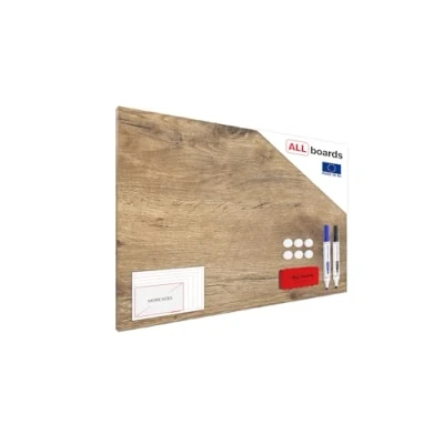 Afbeelding van ALLboards Magneetbord van metaal, houtmotief, 60 x 40 cm, metalen borden voor alle soorten magneten