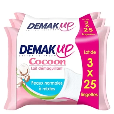 Afbeelding van Demak&#039;Up Cocoon Make up remover doekjes normale of gemengde huid 75 reinigingsdoekjes