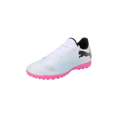 Afbeelding van Puma Future PLAY TT Voetbalschoenen voor kunstgras, Heren, Maat: 40, White/black/poison pink Hoogwaardig imitatieleer