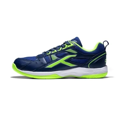 Afbeelding van Hundred Raze Non marking professionele badmintonschoenen voor heren (marineblauw/limoen, maat: UK 5/US 6/EU 39) Materiaal Bovenwerk: Polyester, Zool: Rubber Geschikt indoortennis/squash/tafeltennis/basketbal en padel