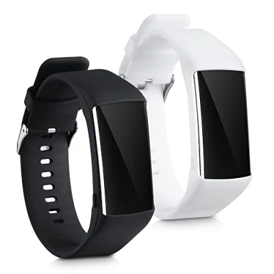 Afbeelding van kwmobile 2x horlogebandjes geschikt voor Polar A360 / A370 bandje Smartwatch bandjes van TPU Activity tracker horloge band in zwart wit