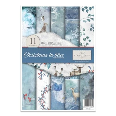 Afbeelding van ITD Collection RP025 kerstrijstpapier, 29,7 x 21 cm, blauw