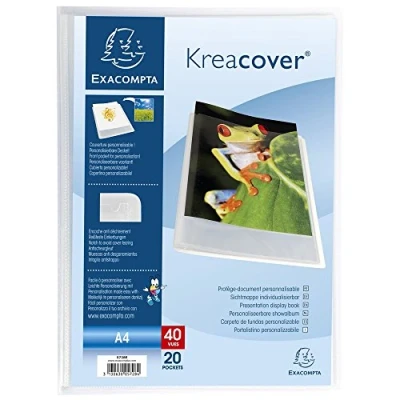 Afbeelding van Exacompta Kréa Cover Chromaline 5728E presentatiemap, personaliseerbaar van halfvast propyleen, binnenkant glad, hoge transparantie, 20 vakken en 40 pagina&#039;s, kristalkleur