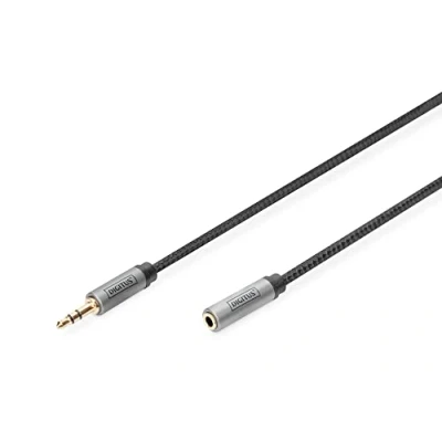Image de DIGITUS Câble audio prise de 3,5 mm femelle pour mini phone stereo 3.5 mâle 1 m double blindage noir