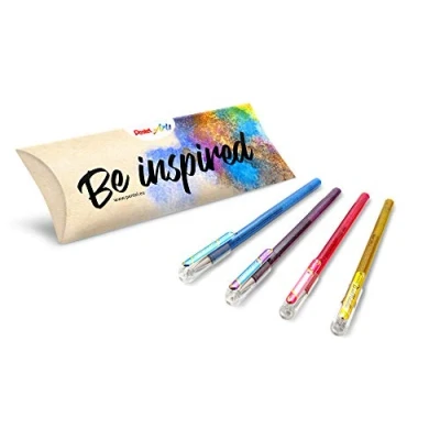 Afbeelding van Pentel Arts Hybrid Dual metallic K110, gel roller, 4 verschillende kleuren (blauw + groen, paars blauw, roze en goud)