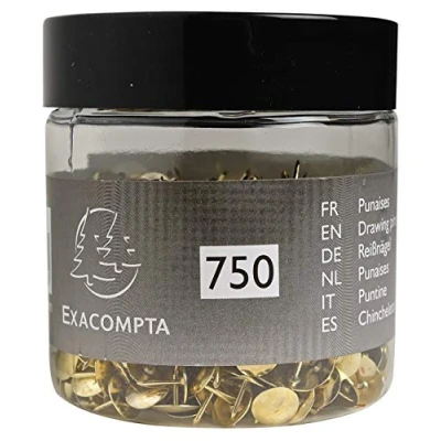Afbeelding van Exacompta Referentie. 14768E 1 doos met 750 punaises van messing punthoogte 9 mm 9,5 diameter