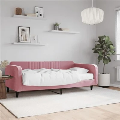Afbeelding van vidaXL Slaapbank met matras 100x200 cm fluweel roze