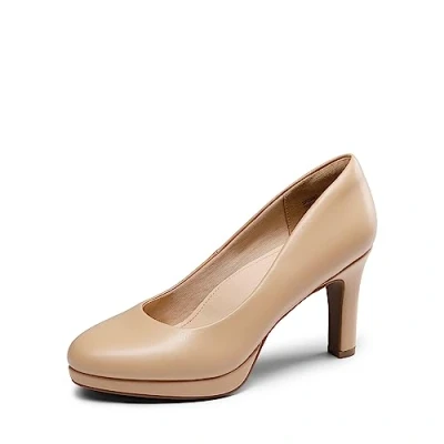 Afbeelding van DREAM PAIRS Klassieke pumps met hoge hak voor dames platform werk en werk, Kaal PU
