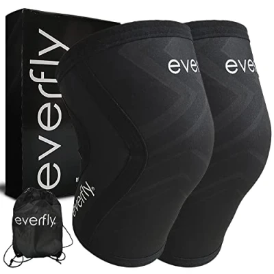 Afbeelding van EVERFLY Crossfit kniebeschermers 5 mm 1 paar meniscus en banden neopreen SCR zwart sport krachttraining gymnastiek calistenia heren dames gewichtheffen tillen gewicht knie mouwen (M)